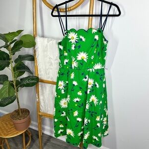 Vintage Jenni Green Floral Midi Scalloped Dress sz 11/12